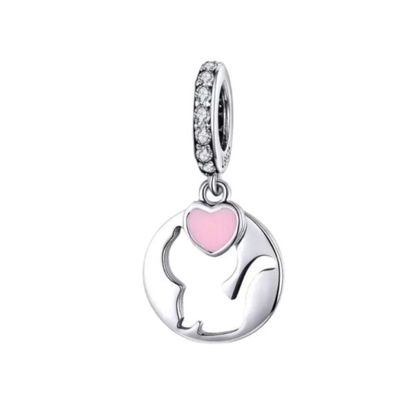925 Sterling Silver Kitty Love Charm - Picture 1 of 7